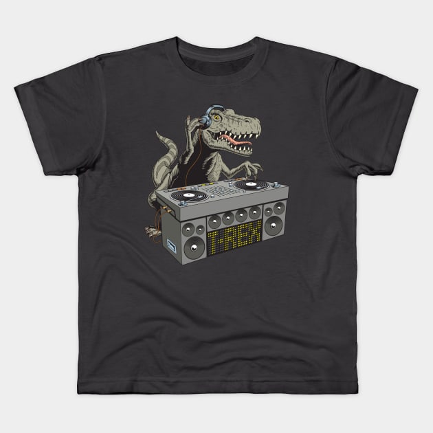 Dj Rex Kids T-Shirt by WorldDinosaurs